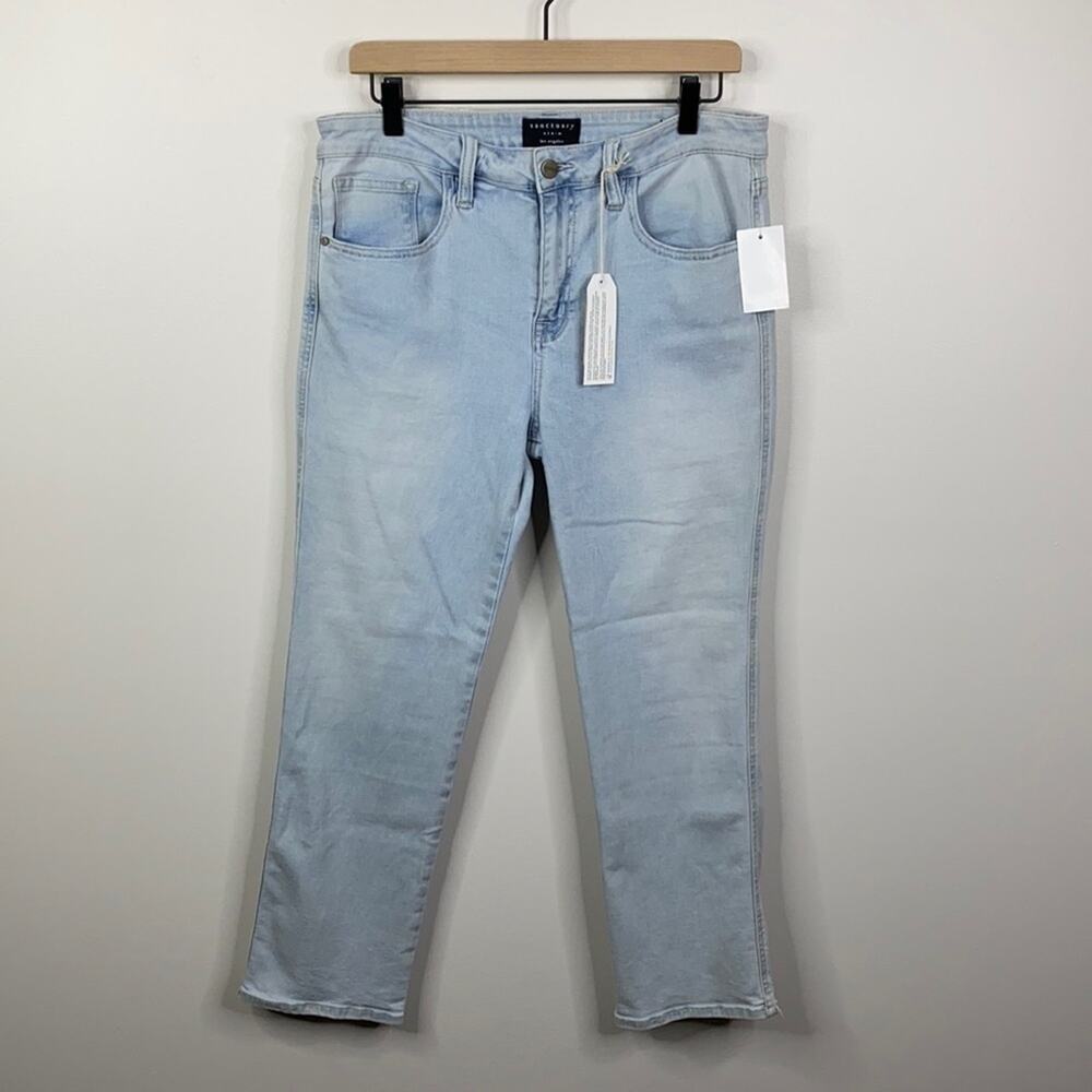 Sanctuary Modern Straight Crop Jeans 32 NWT Light Blue Wash Standard Rise Denim